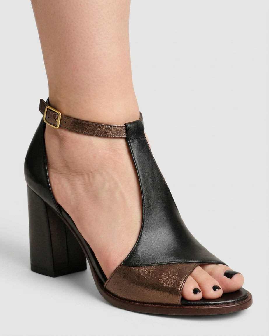 Comfortable Block-Heel Sandals for Women T-Strap Ankle-Strap