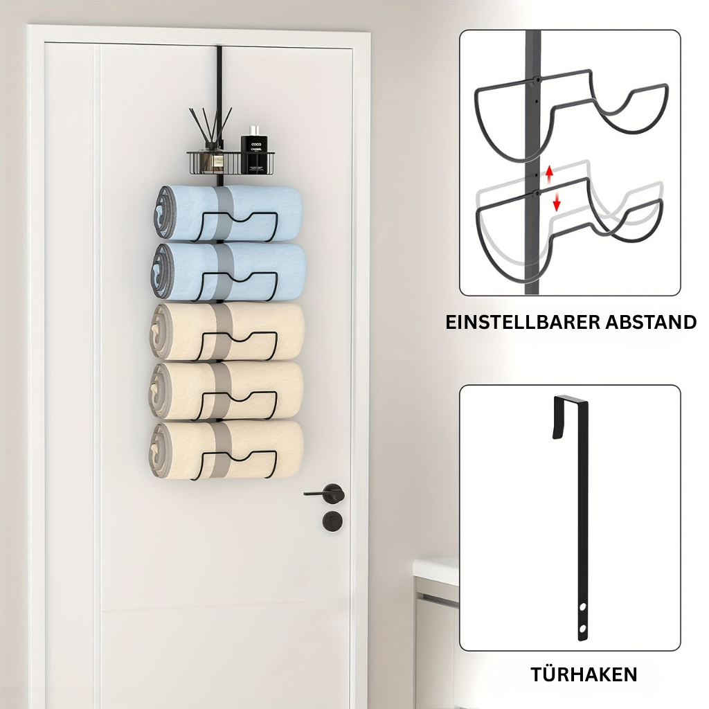 UrbanGestell: Towel Holder Bathroom – multifunctional door holder made of metal, adjustable & space-saving for towels & accessories