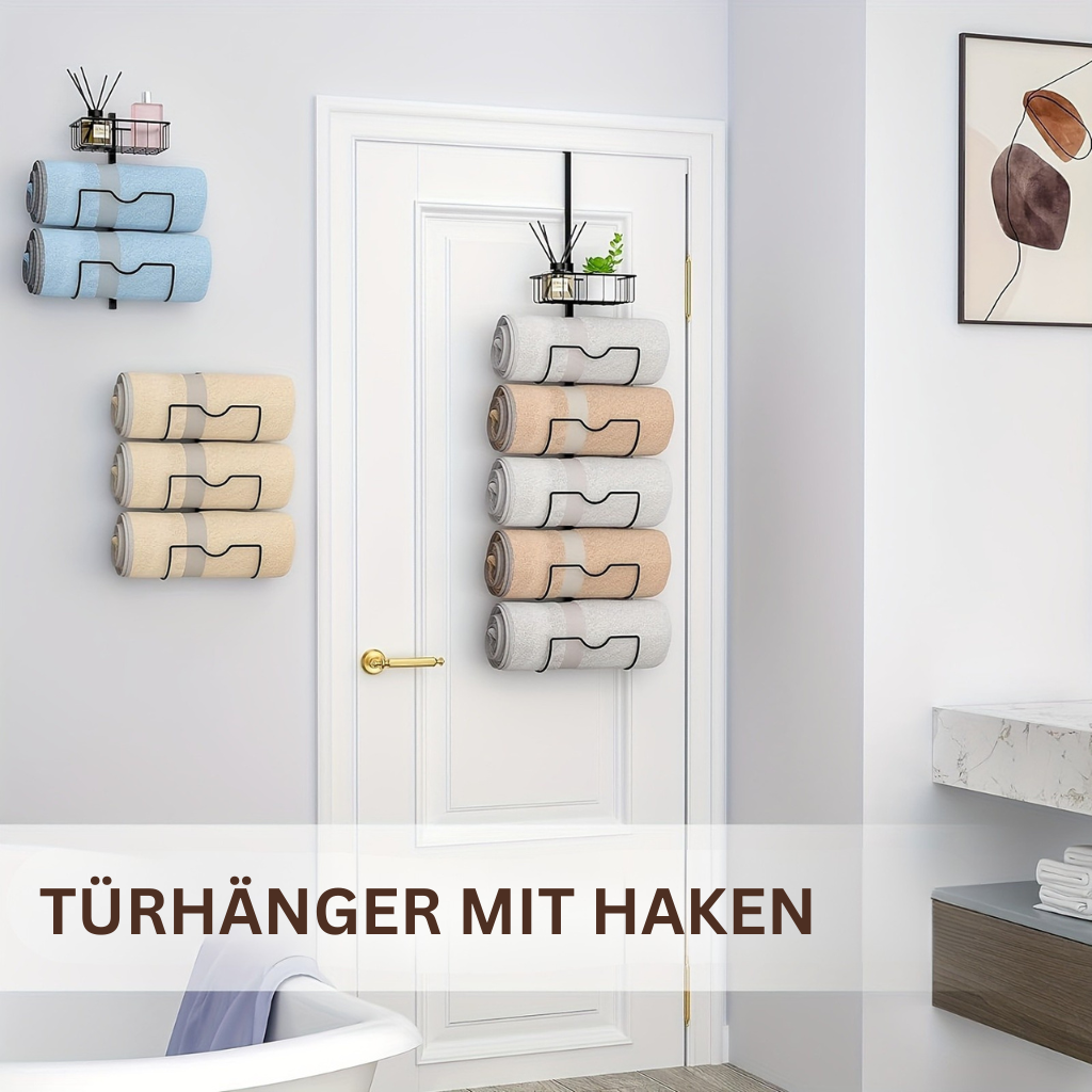 UrbanGestell: Towel Holder Bathroom – multifunctional door holder made of metal, adjustable & space-saving for towels & accessories