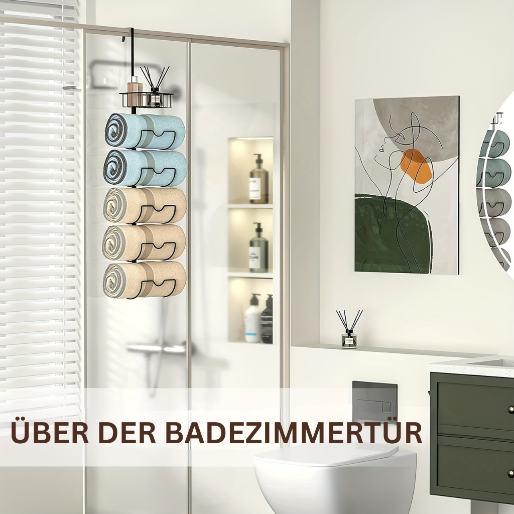 UrbanGestell: Towel Holder Bathroom – multifunctional door holder made of metal, adjustable & space-saving for towels & accessories