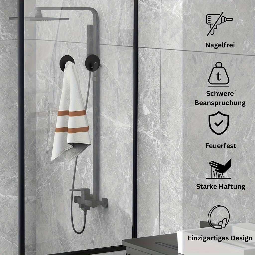 UrbaneHaken: Towel Holder Bathroom – Contemporary Wall Hooks, Self-Adhesive & Space-Saving for Bathroom Textiles & Keys
