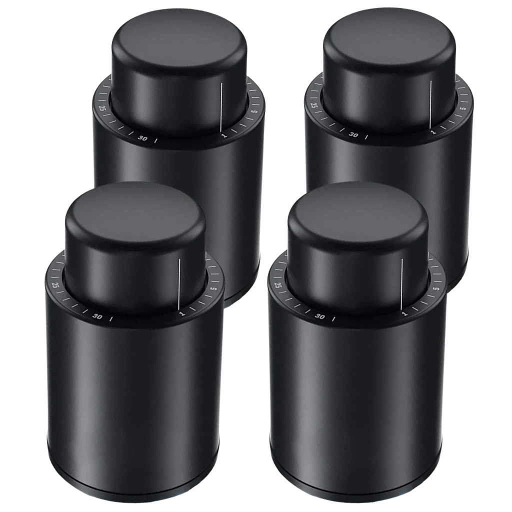 Vacuum Wine Bottle Stopper with Date Tracker Food Safe Plastic