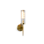 Fluted Clear Glass Wall Sconce with Brass Finial