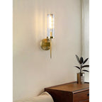 Fluted Clear Glass Wall Sconce with Brass Finial