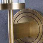 Fluted Clear Glass Wall Sconce with Brass Finial