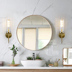 Fluted Clear Glass Wall Sconce with Brass Finial