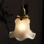 Flower-Shaped Glass Pendant Light with Brass Frame