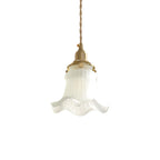 Flower-Shaped Glass Pendant Light with Brass Frame
