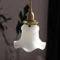 Flower-Shaped Glass Pendant Light with Brass Frame