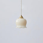 Vintage Brass Petal Glass Pendant Light 1-Light