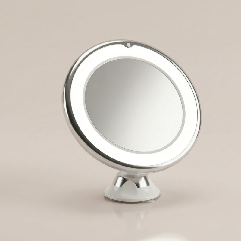 Vanity Mirror LED Light 10X Magnification Foldable Design Suction Cup Mount