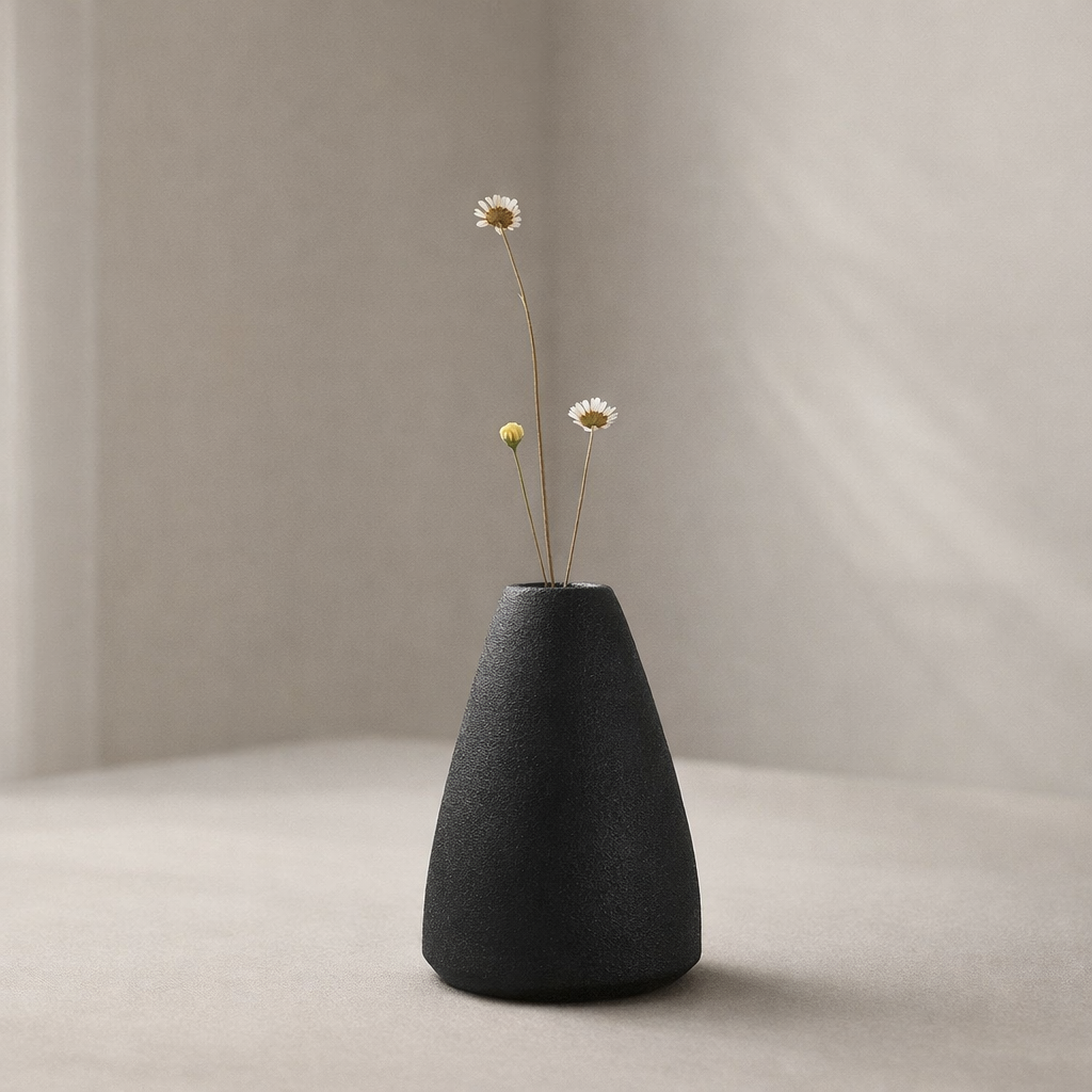 Vase Ceramic Black Textured Finish Decorative