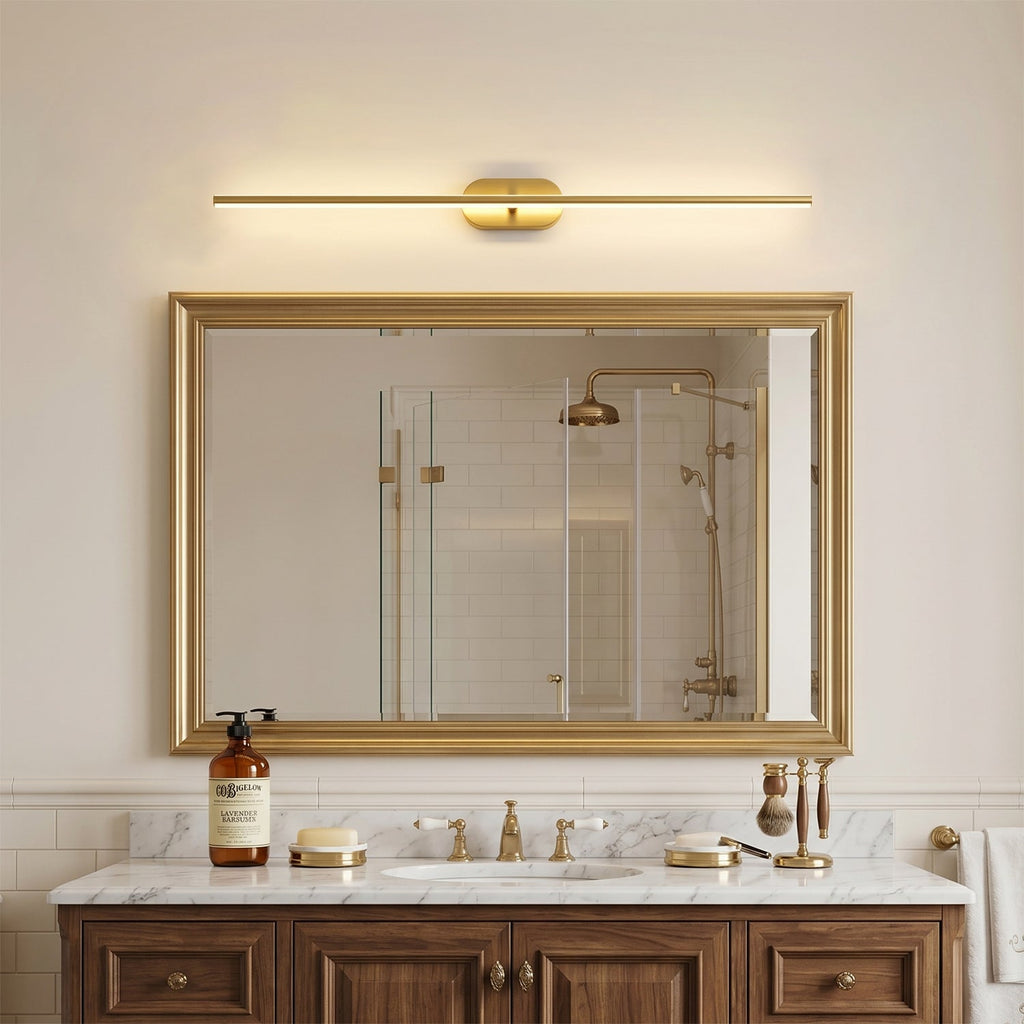 Slim Linear LED Wand Wall Sconce in Brushed Brass