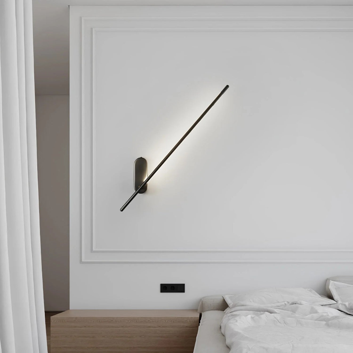 Slim Linear LED Wand Wall Sconce in Brushed Brass