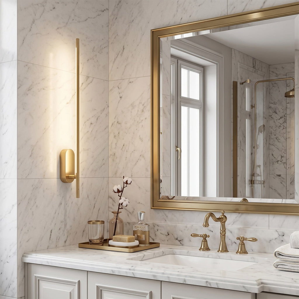 Slim Linear LED Wand Wall Sconce in Brushed Brass