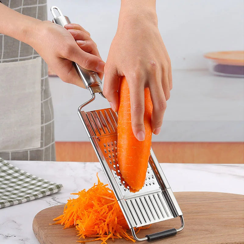 Vegetable Slicer Grater, Stainless Steel, 4 Interchangeable Blades, Manual Operation