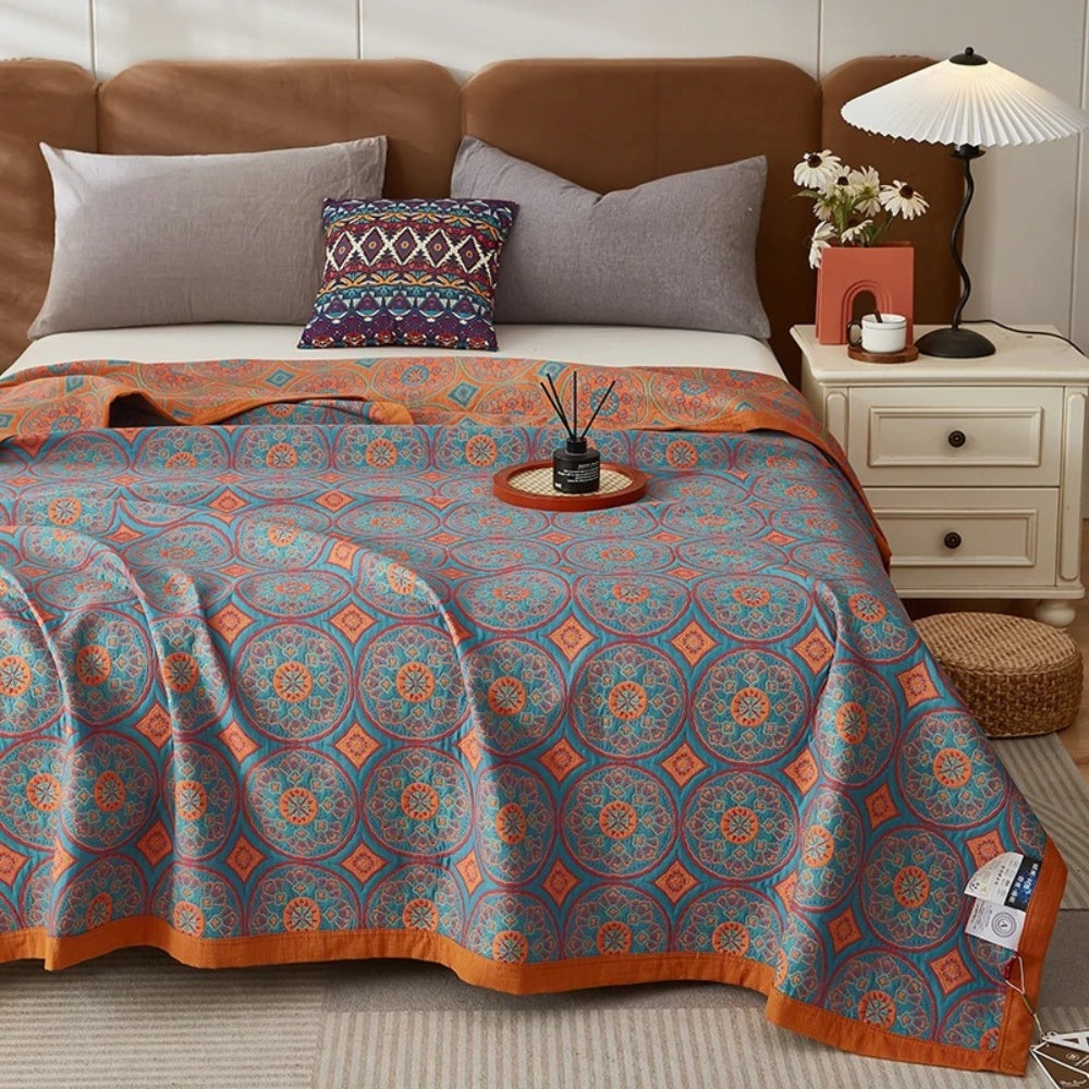 Velina: Elegant Cotton Blanket with Reversible Pattern and Light Texture – for Beds and Modern Living Spaces