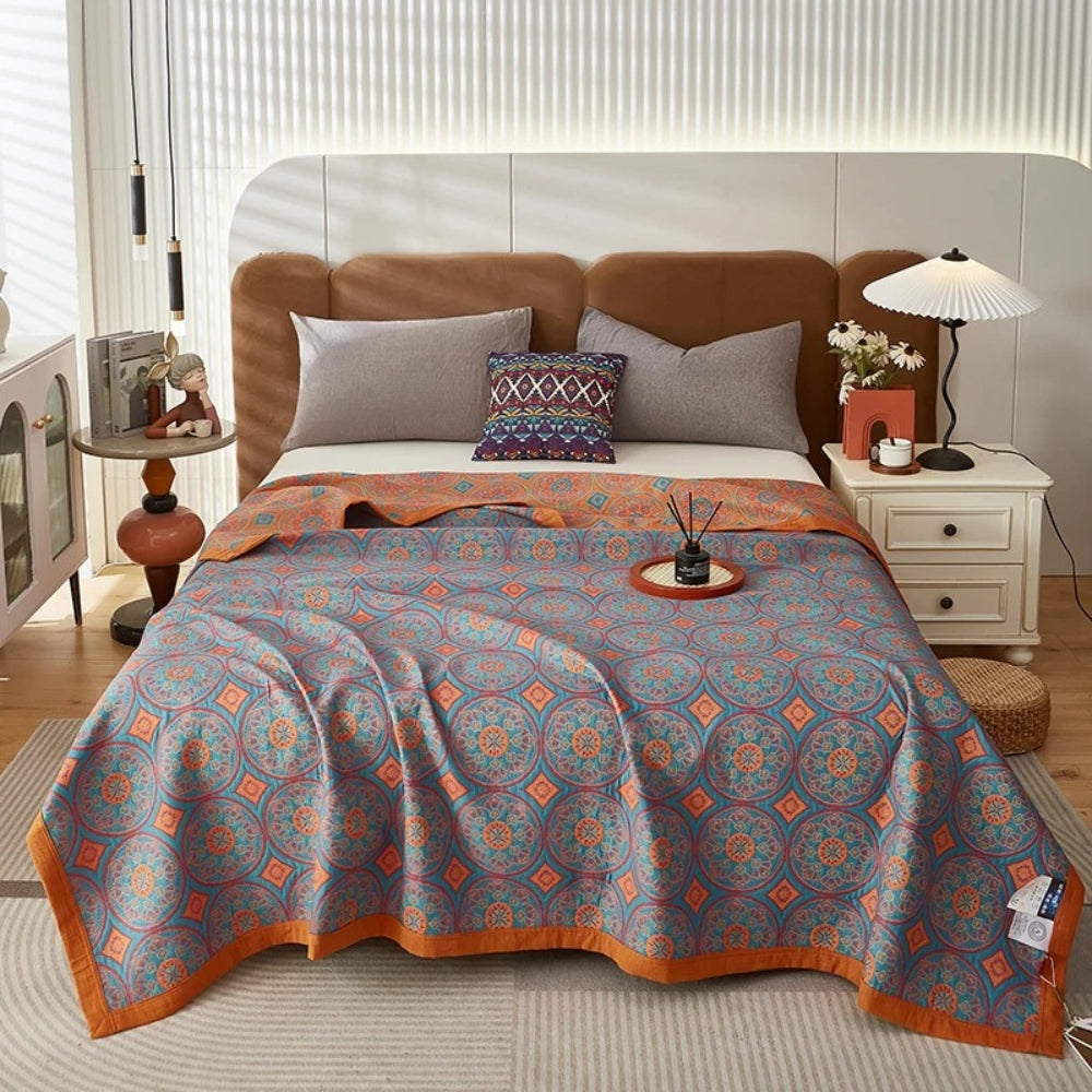 Velina: Elegant Cotton Blanket with Reversible Pattern and Light Texture – for Beds and Modern Living Spaces