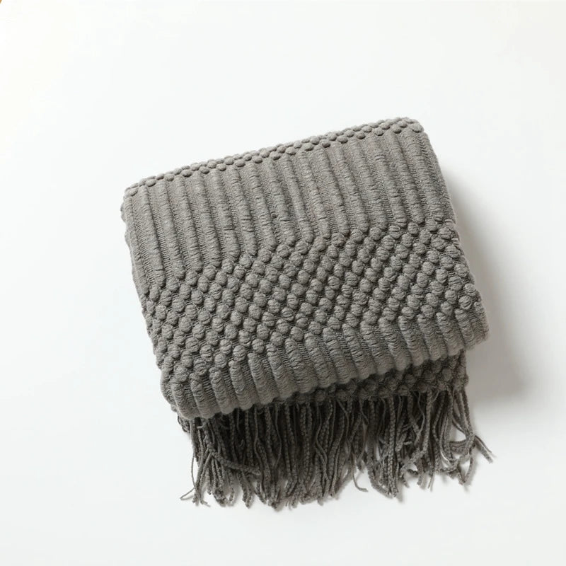 VeluCasa: Boho Luxury Knit Blanket – Chunky Blanket for Bedroom & Sofa