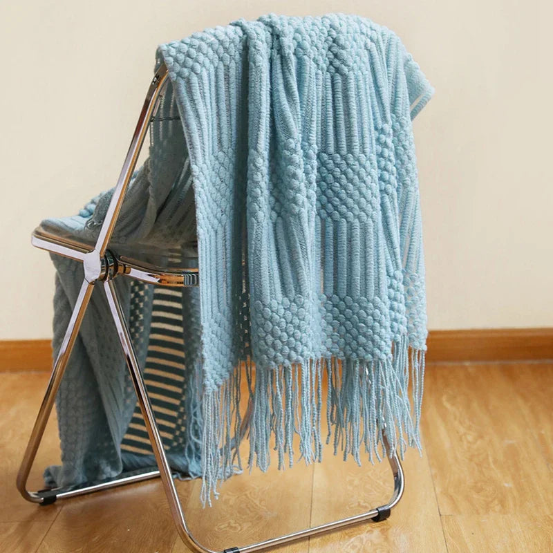 VeluCasa: Boho Luxury Knit Blanket – Chunky Blanket for Bedroom & Sofa