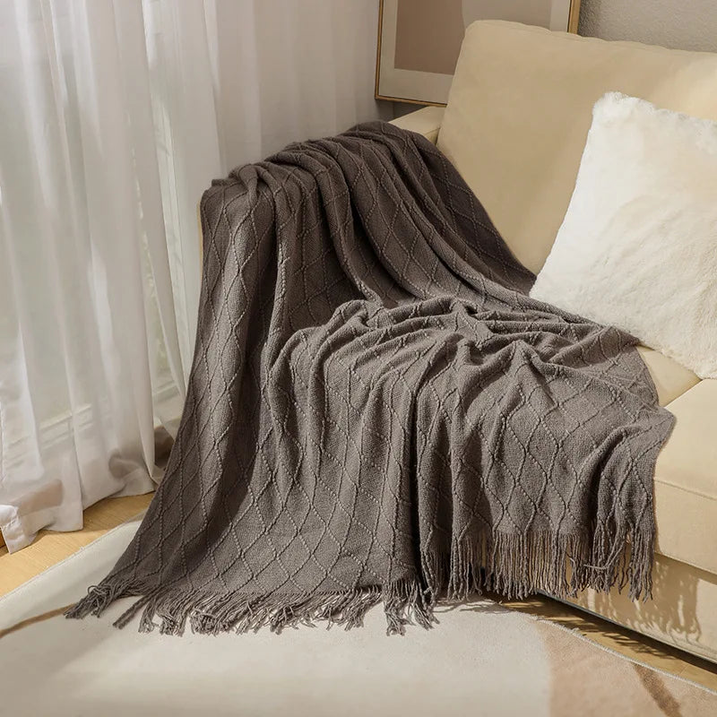 VeluCasa: Boho Luxury Knit Blanket – Chunky Blanket for Bedroom & Sofa