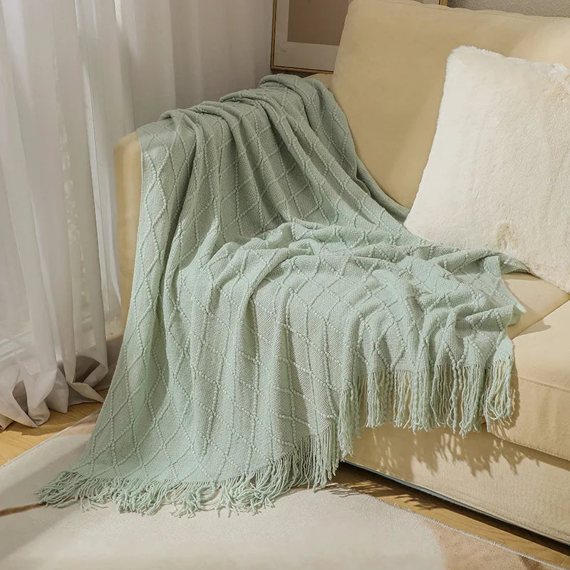 VeluCasa: Boho Luxury Knit Blanket – Chunky Blanket for Bedroom & Sofa