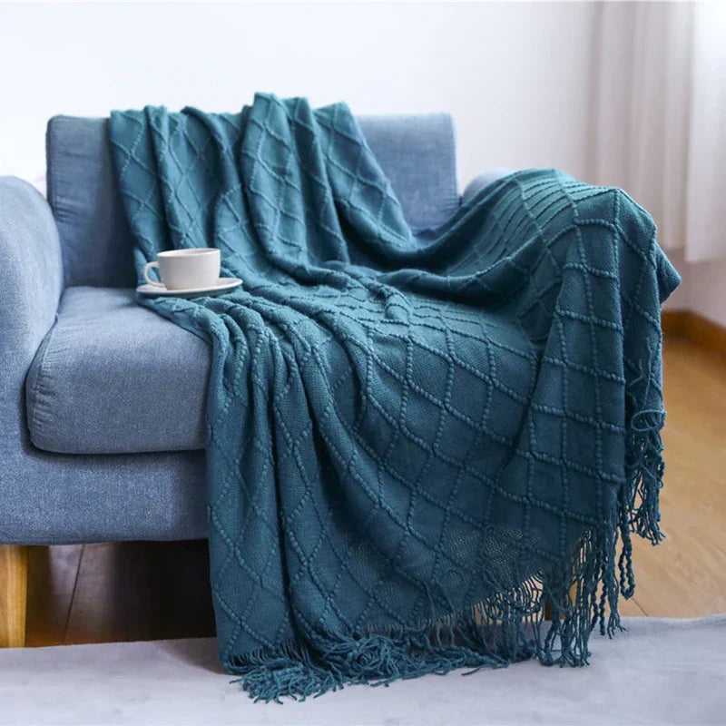 VeluCasa: Boho Luxury Knit Blanket – Chunky Blanket for Bedroom & Sofa
