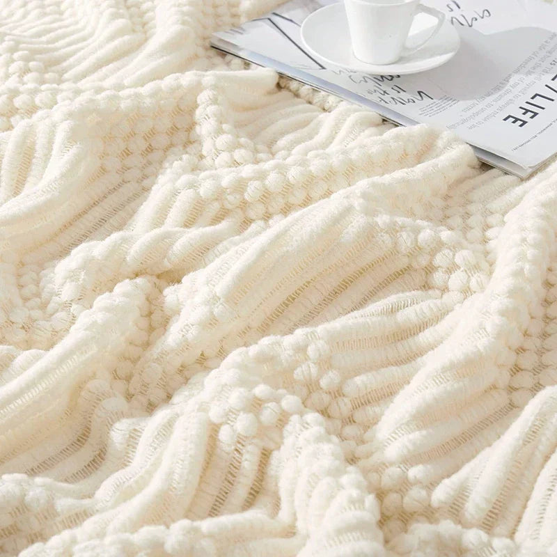 VeluCasa: Boho Luxury Knit Blanket – Chunky Blanket for Bedroom & Sofa