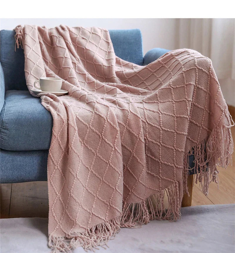 VeluCasa: Boho Luxury Knit Blanket – Chunky Blanket for Bedroom & Sofa