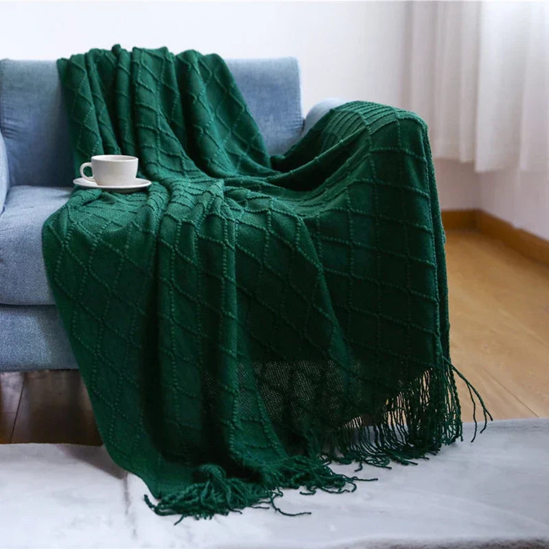 VeluCasa: Boho Luxury Knit Blanket – Chunky Blanket for Bedroom & Sofa