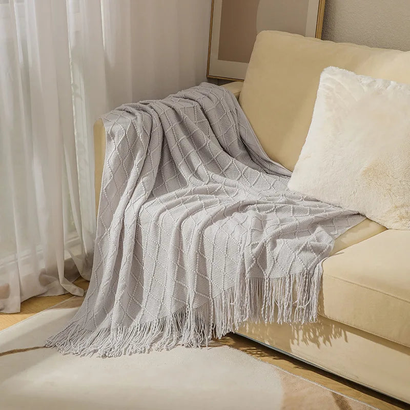 VeluCasa: Boho Luxury Knit Blanket – Chunky Blanket for Bedroom & Sofa