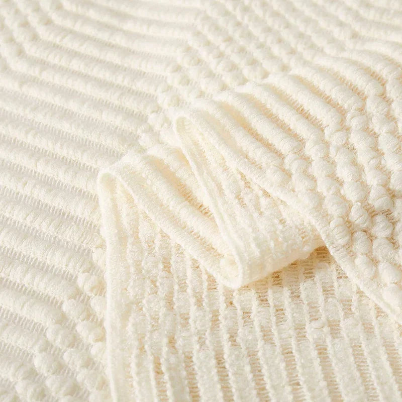VeluCasa: Boho Luxury Knit Blanket – Chunky Blanket for Bedroom & Sofa