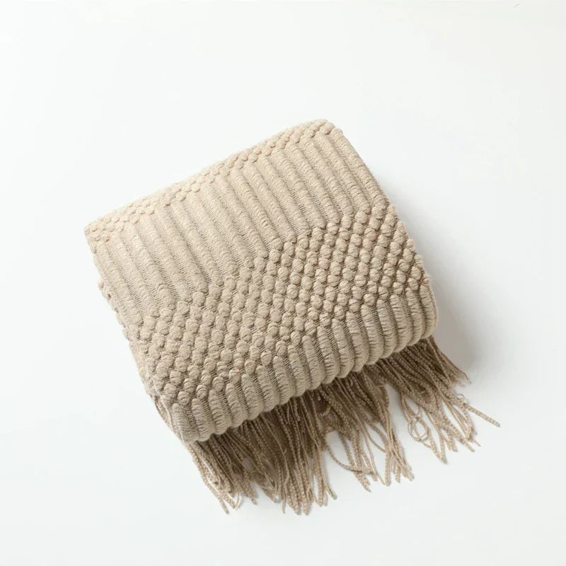 VeluCasa: Boho Luxury Knit Blanket – Chunky Blanket for Bedroom & Sofa