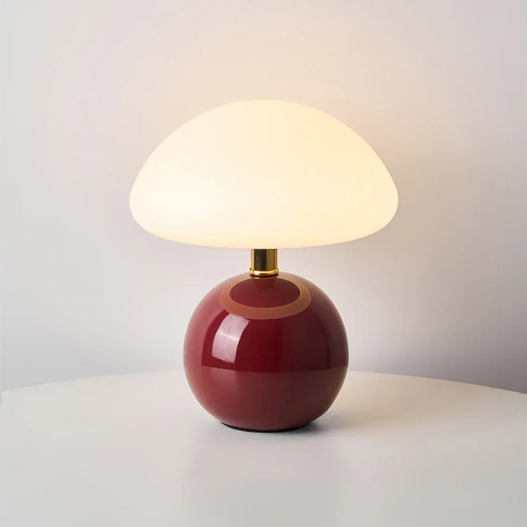Velumière: Cream Mushroom Table Lamp – Retro Light for Bedroom & Living Room