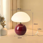 Velumière: Cream Mushroom Table Lamp – Retro Light for Bedroom & Living Room