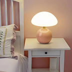 Velumière: Cream Mushroom Table Lamp – Retro Light for Bedroom & Living Room