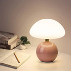Velumière: Cream Mushroom Table Lamp – Retro Light for Bedroom & Living Room