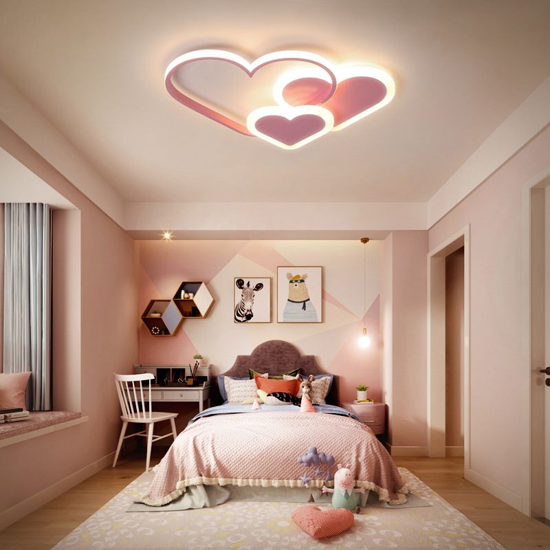 Veluna: Contemporary LED Ceiling Light in Pink & White – for Living Room & Bedroom