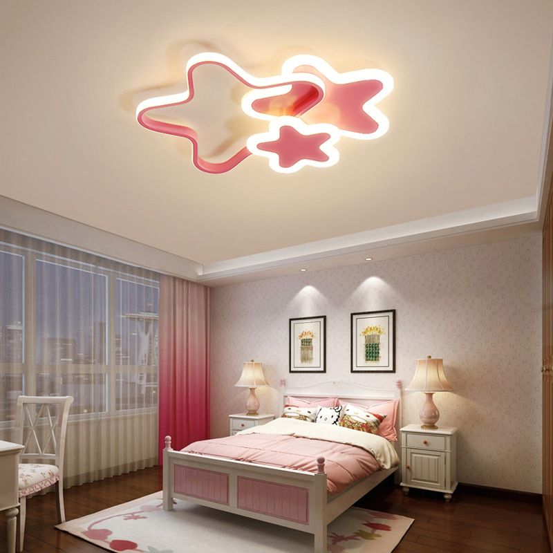 Veluna: Contemporary LED Ceiling Light in Pink & White – for Living Room & Bedroom