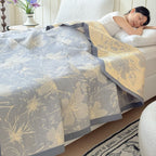 Velurelle: Cotton blankets made of cotton with a delicate floral pattern & three-layered lightness – for sofa & living area