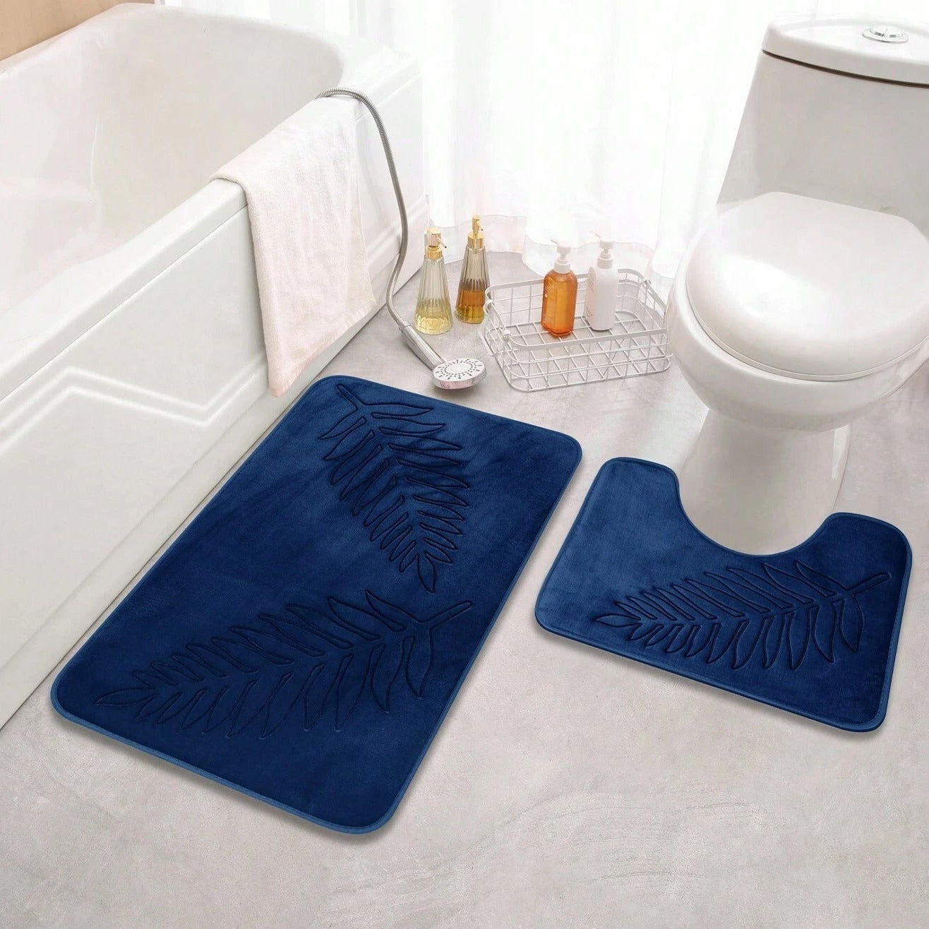 VelvLeben: Non-Slip Memory Foam Bath Mat – Set of 2