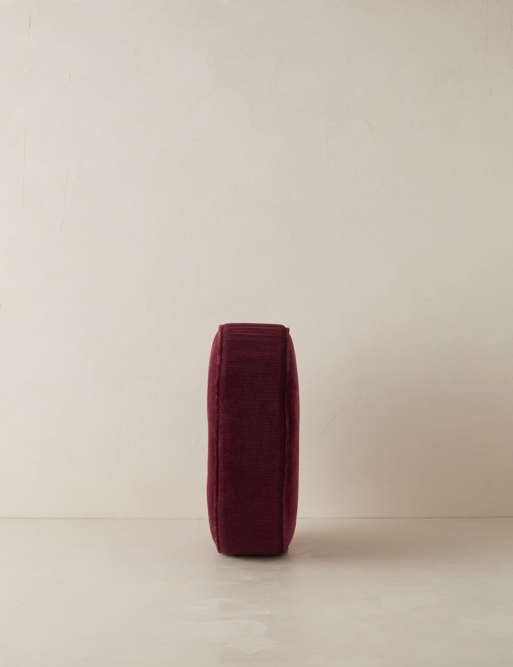 Bela Velvet Disc Pillow | Piped Edges, Ribbed Siding