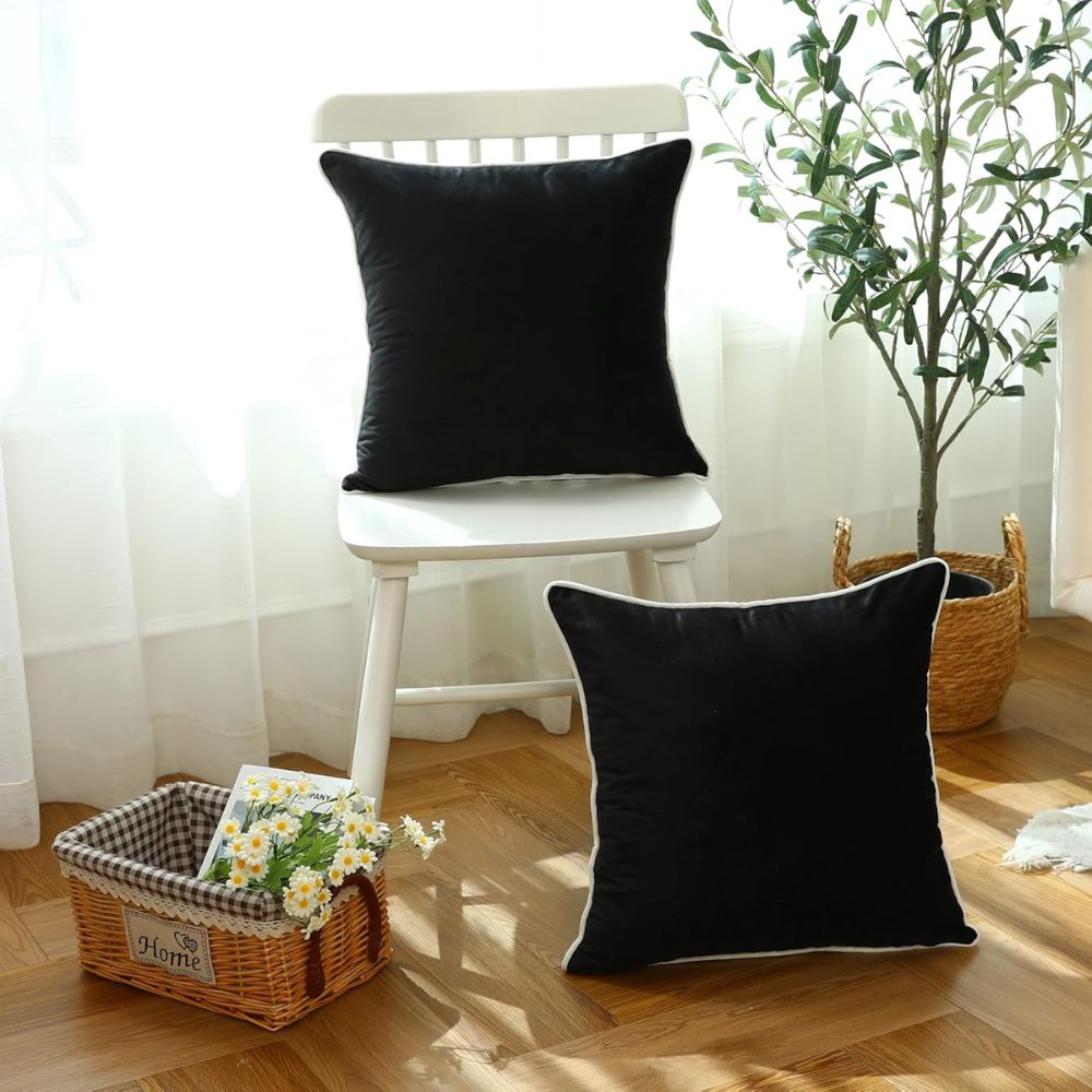 Velvet Cushion Cover, Hidden Zipper Closure, Multiple Sizes, Square Rectangle Design