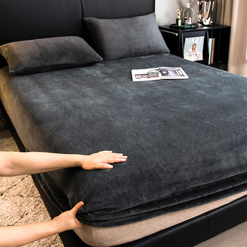 Velvet Fitted Sheet Set Crystal Velvet Elasticized Hypoallergenic Bedding