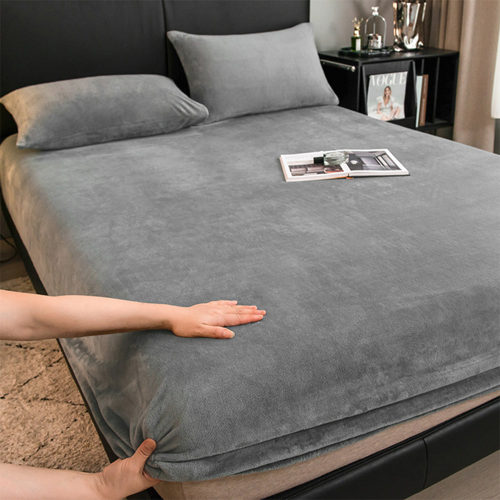 Velvet Fitted Sheet Set Crystal Velvet Elasticized Hypoallergenic Bedding