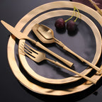 Aurevian – Black Cutlery Set 4 Or 16 Pieces With Golden Details