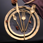 Aurevian – Black Cutlery Set 4 Or 16 Pieces With Golden Details