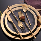 Aurevian – Black Cutlery Set 4 Or 16 Pieces With Golden Details