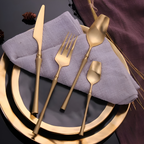 Aurevian – Black Cutlery Set 4 Or 16 Pieces With Golden Details