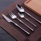 Aurevian – Black Cutlery Set 4 Or 16 Pieces With Golden Details